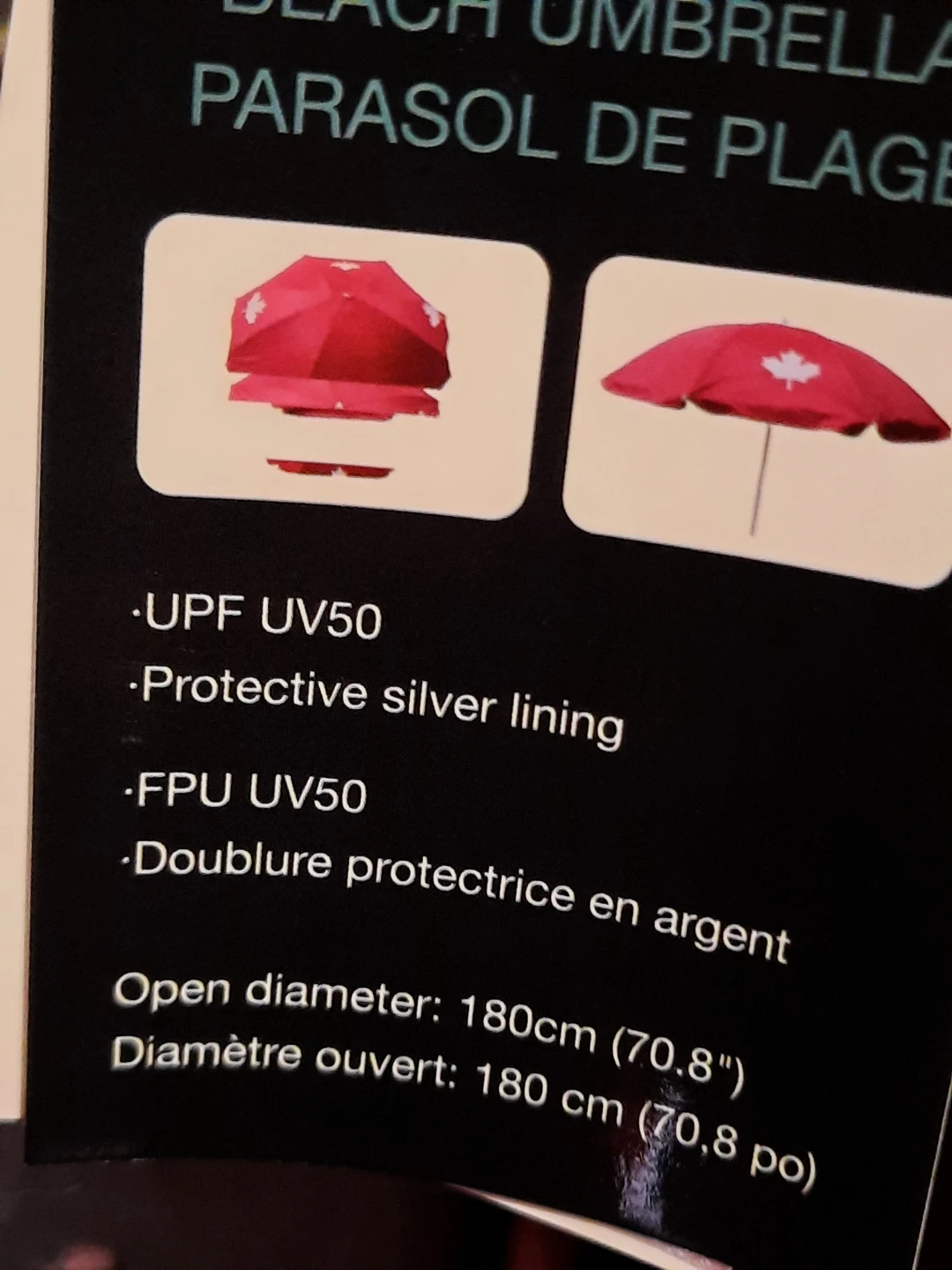 Red Beach Umbrella with Canadian Maple Leafs steel frame - photo 4