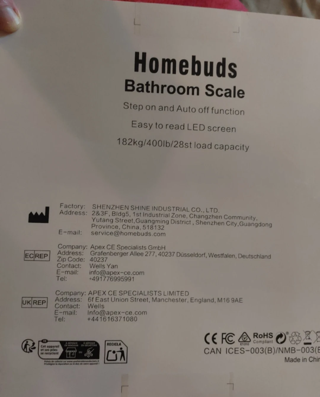 Homebuds Bathroom Scale Model HB905 - photo 3
