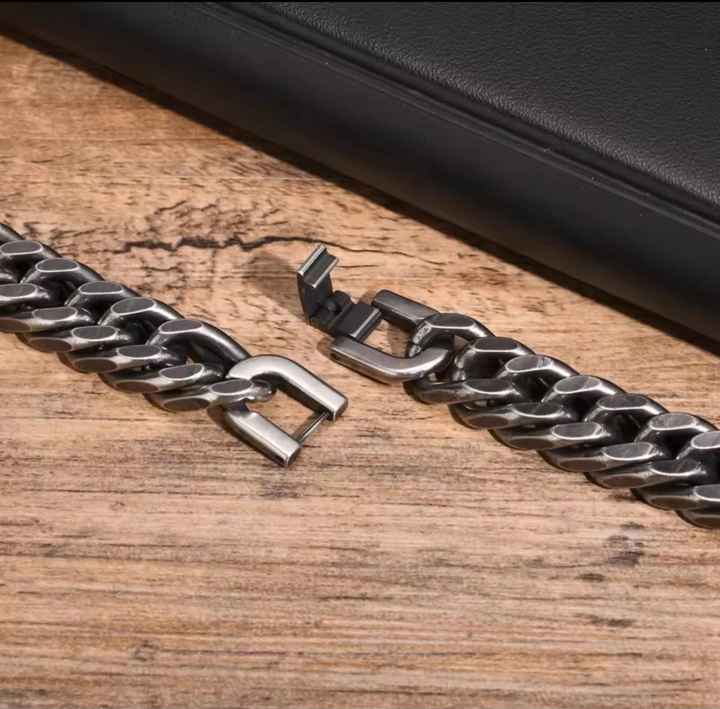 Gunmetal Tone Cuban Link Bracelet - photo 3