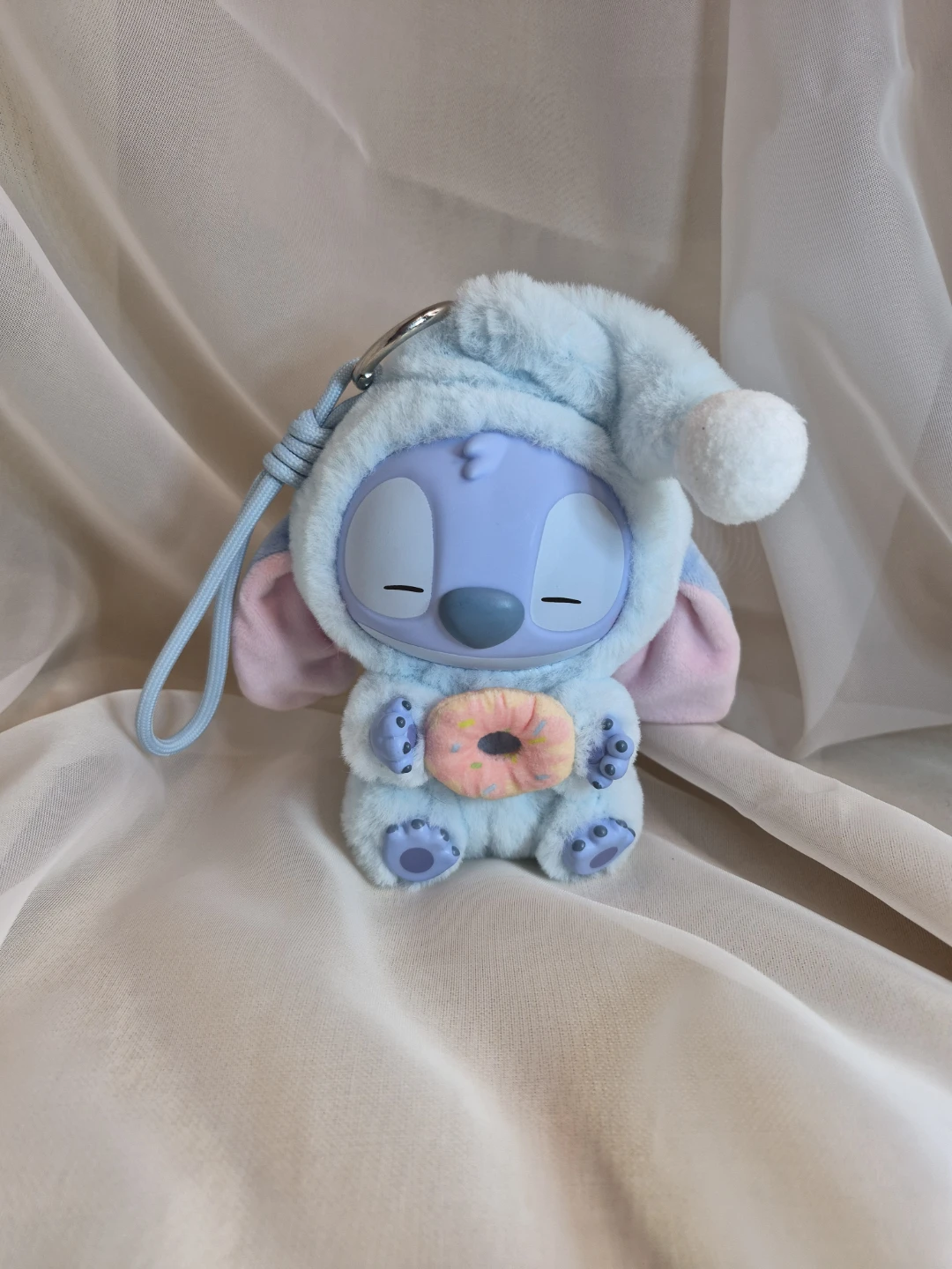 So Cute Disney Stitch Eat Doughnut Before Bed Plush Kepchain