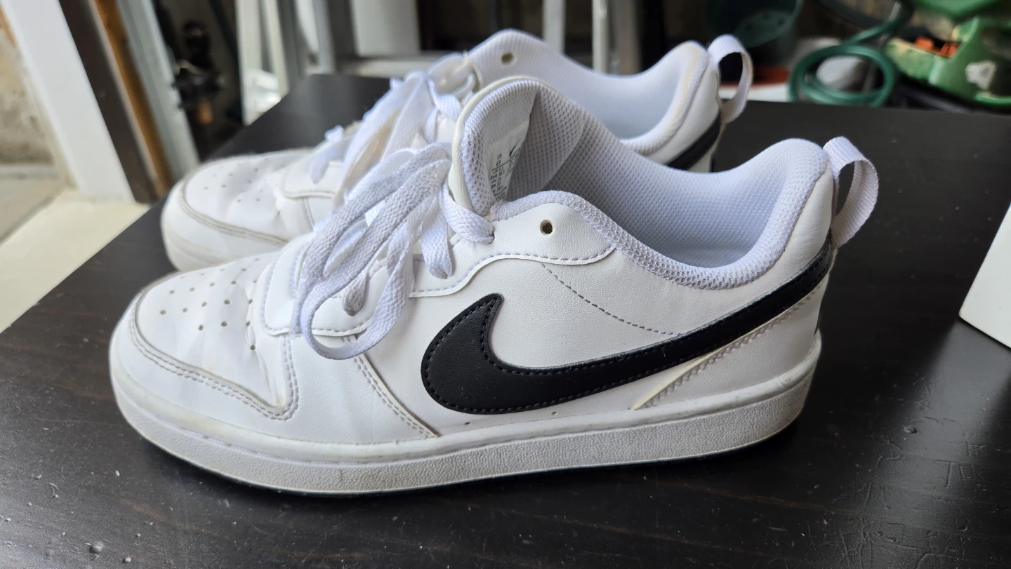 Nike Court Borough Low 2 White Black Sneakers Size 6Y - photo 4