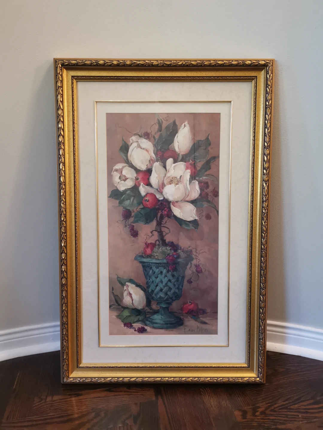 Robin Mako Floral Print in Gold Frame