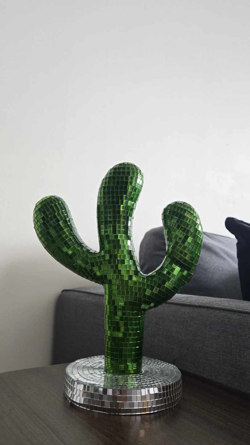 Green mosaic glass cactus decor - photo 3