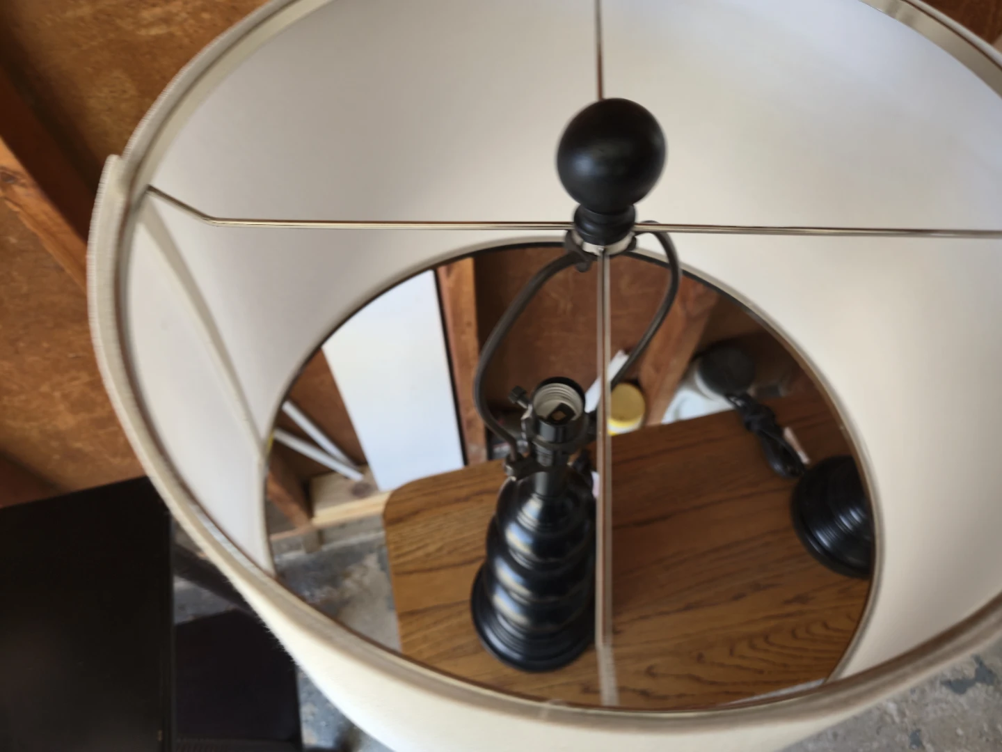 Pair of Black Table Lamps w/ White Shades - photo 2