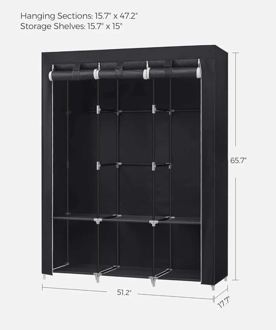 Black Portable Wardrobe Closet - photo 2