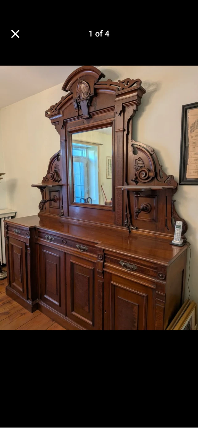 Victorian-Style Solid Wood Hutch & Sideboard