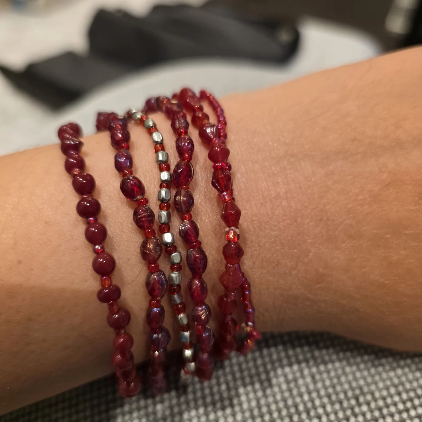 Red Beaded Bracelets - Set of 5 - photo 5