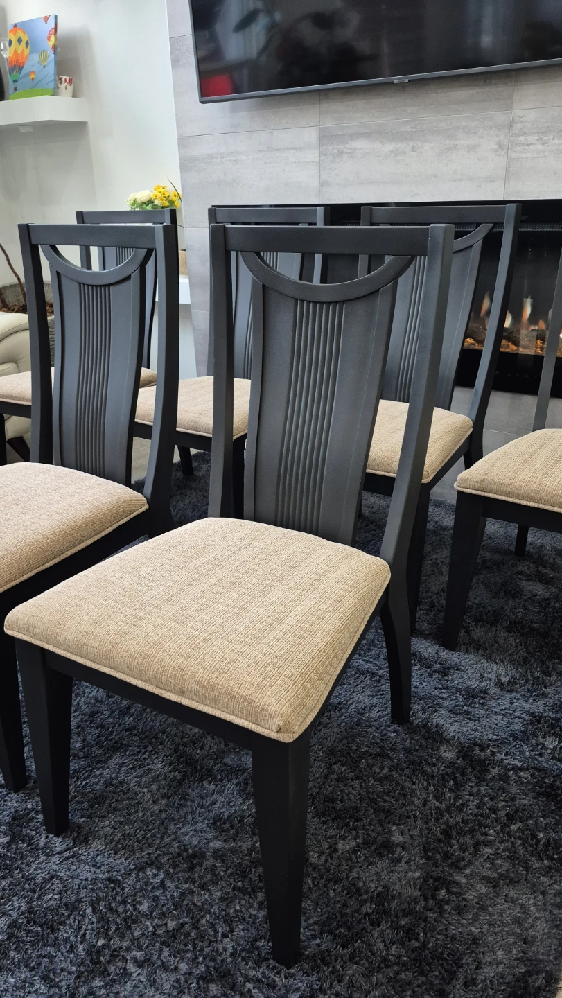 Set of 6 Refinished Dining Chairs – New Upholstered Seats - photo 2