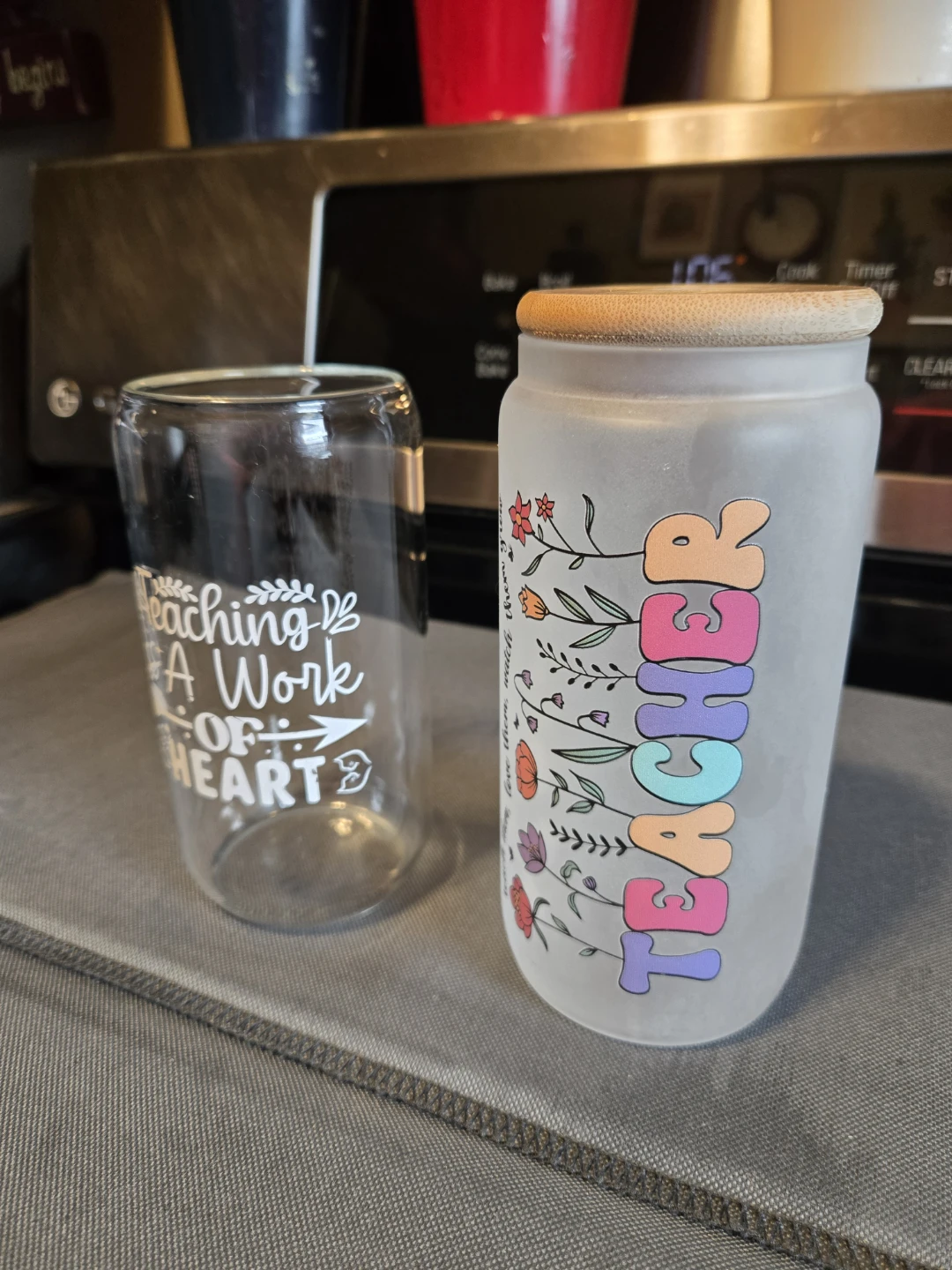 Premium 16oz Glass Teacher Tumblers Iced Coffee Cups New - photo 3