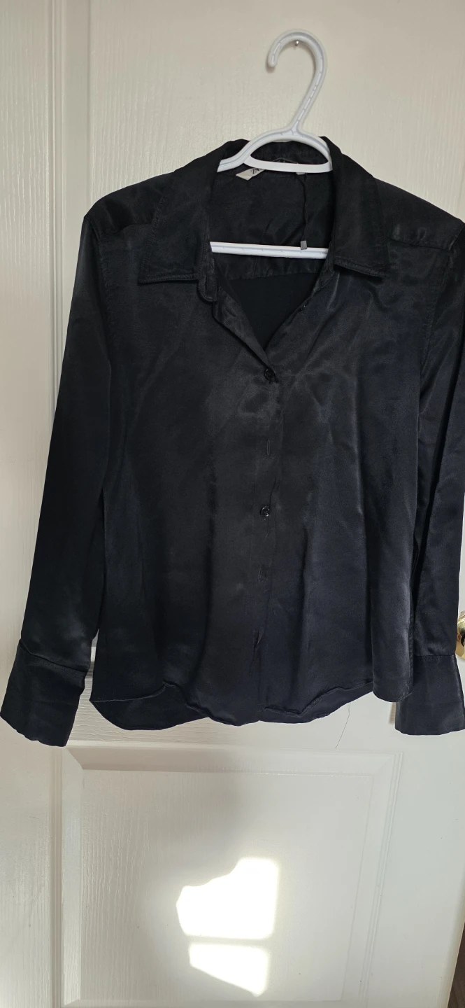 Zara Black Satin Button-Down Shirt - photo 2