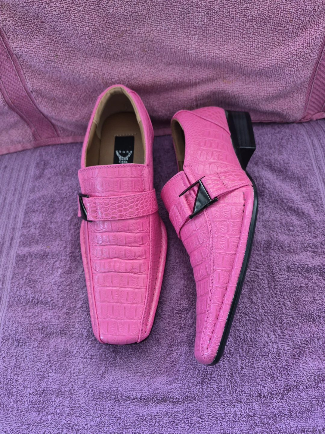 Pink Crocodile Print Loafer Shoes - photo 2
