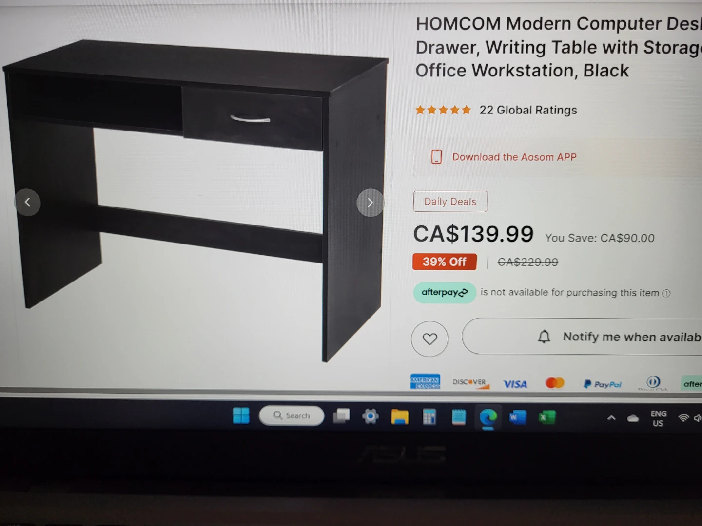 HOMCOM Modern Computer Desk