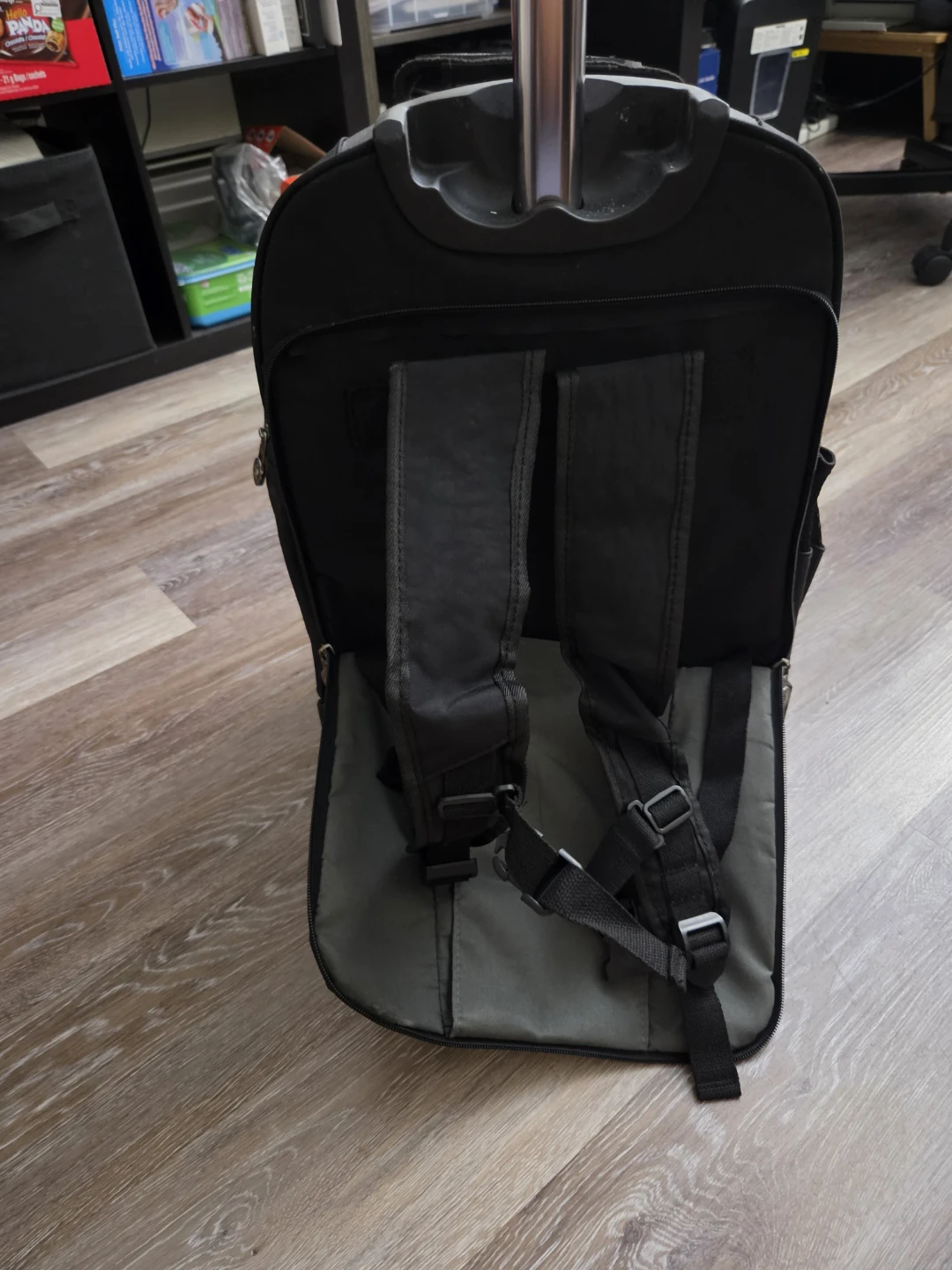 2-in-1 Rolling Backpack with Wheels & T-Handle (Black) - photo 3