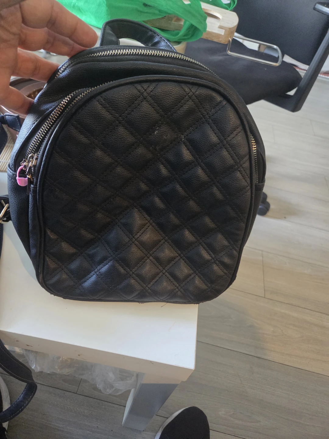 Black Quilted Mini Backpack - photo 4