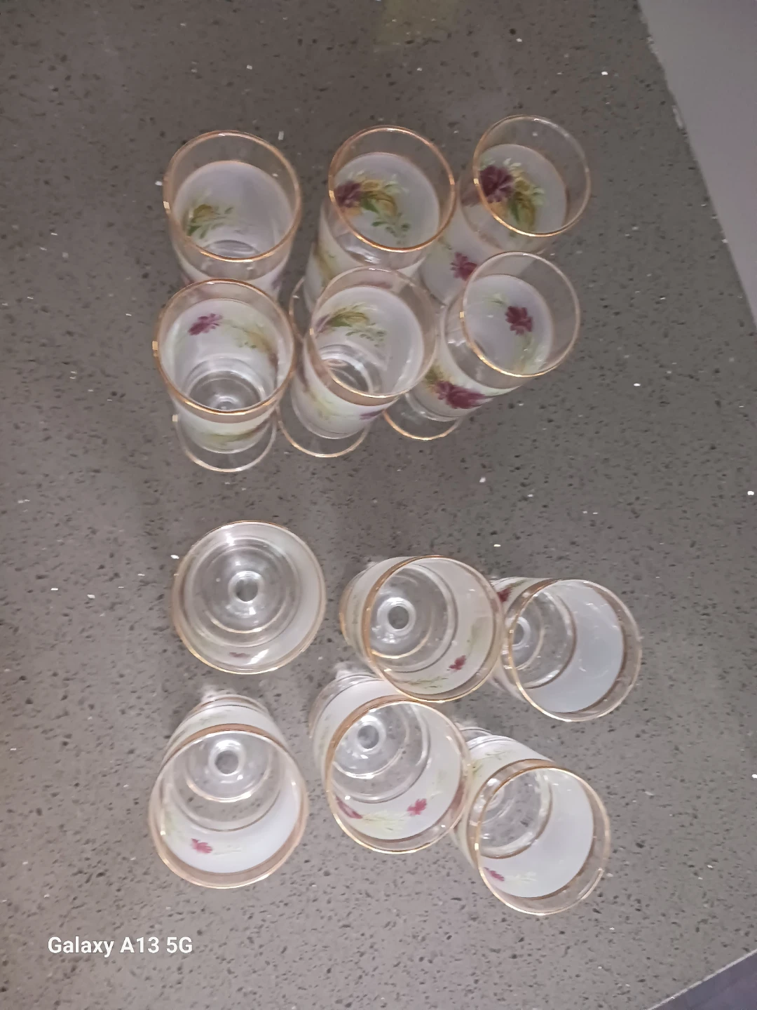 Vintage Floral Stemmed Glass Set