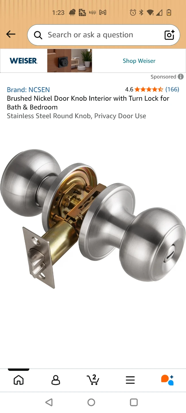 NCSEN Brushed Nickel Privacy Door Knob