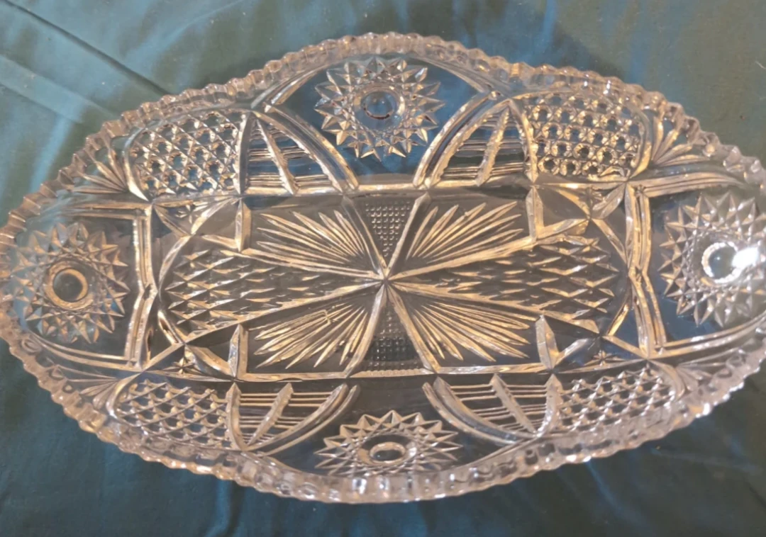 Vintage Cut Glass Crystal Serving Dish - photo 2
