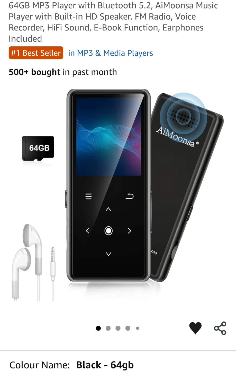 AiMoonsa B27 64GB MP3 Music Player