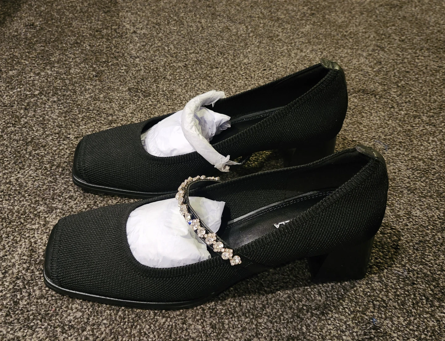 Newbella Black Crystal Strap Pumps 🏈 - photo 2