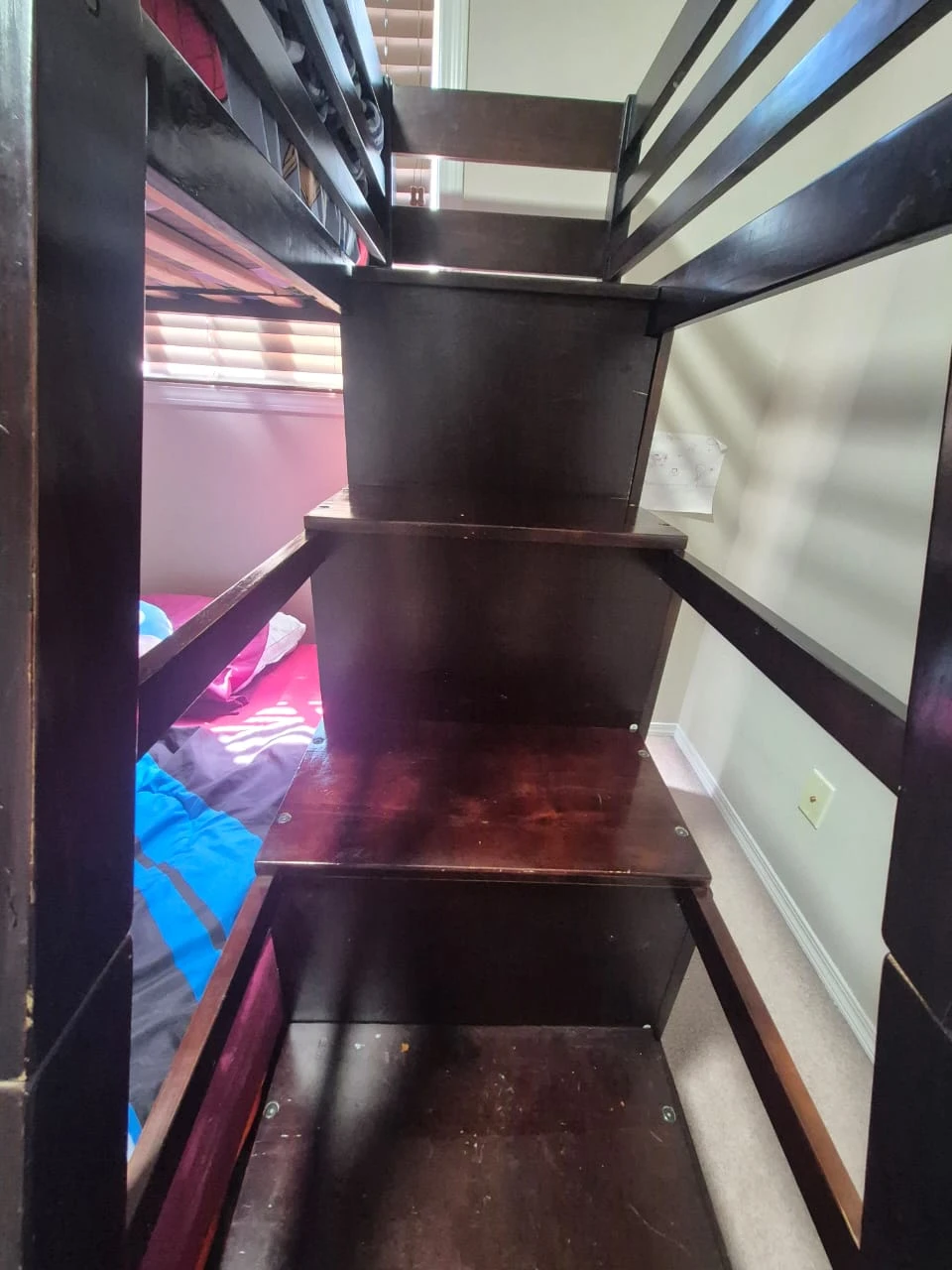 Dark Brown Twin-Over-Full Bunk Bed with Stairs - photo 3