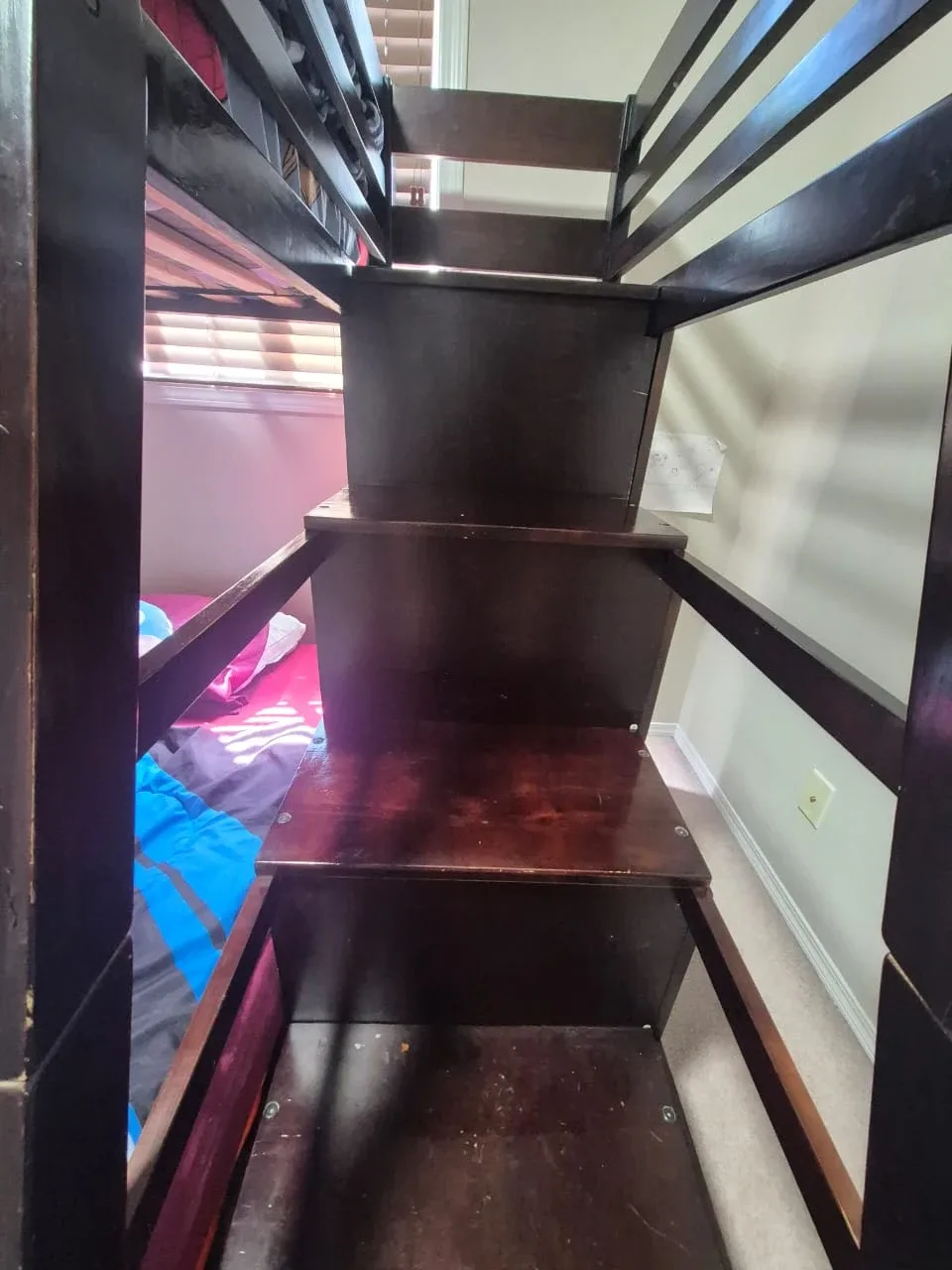 Dark Brown Twin-Over-Full Bunk Bed with Stairs - photo 3