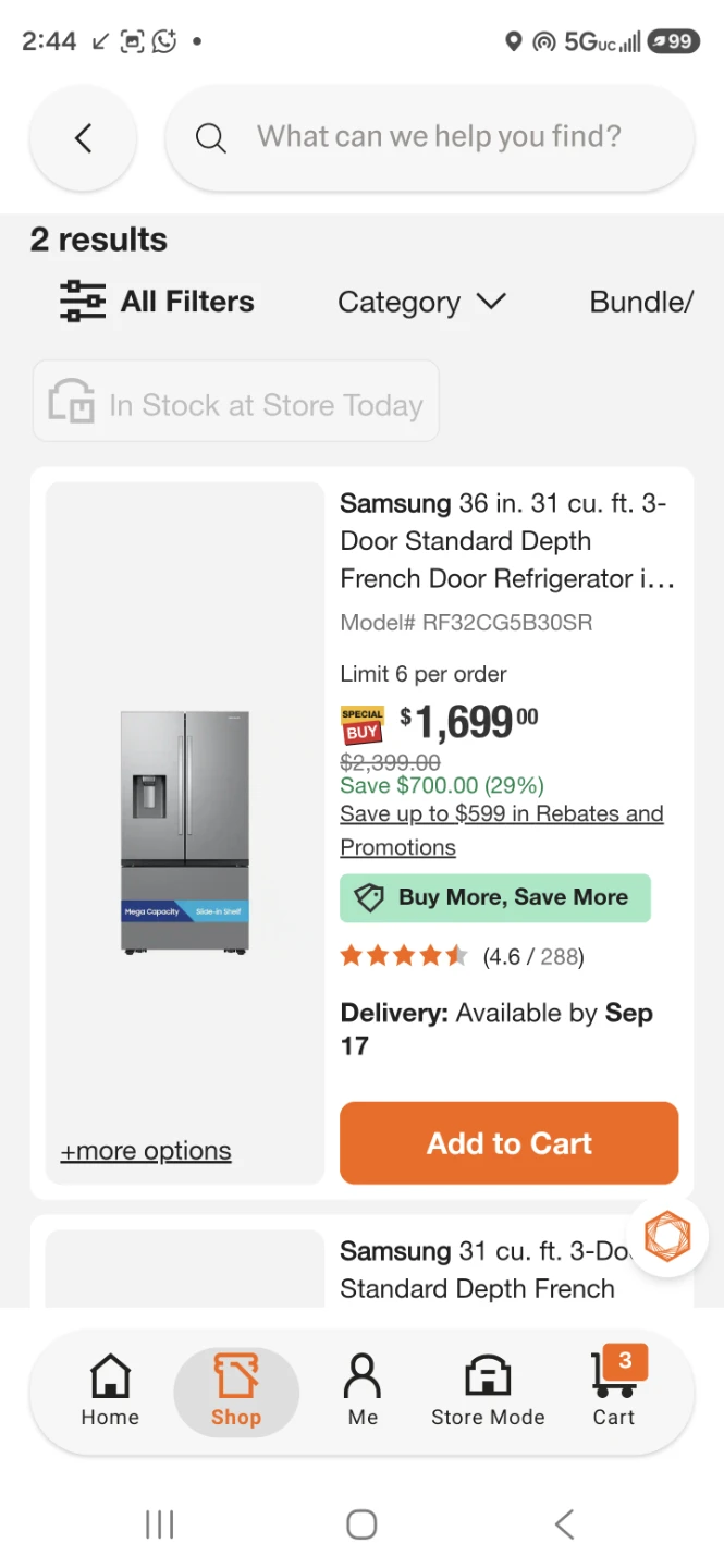 Samsung 3-Door French Door Refrigerator RF32CG5B30SR