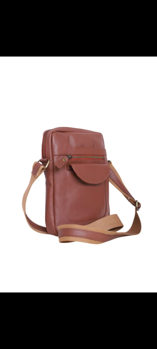 Brown 100% geniun leather crossbody bag - photo 3
