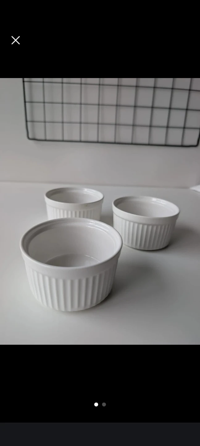 Set of 3 White Ceramic Ramekins
