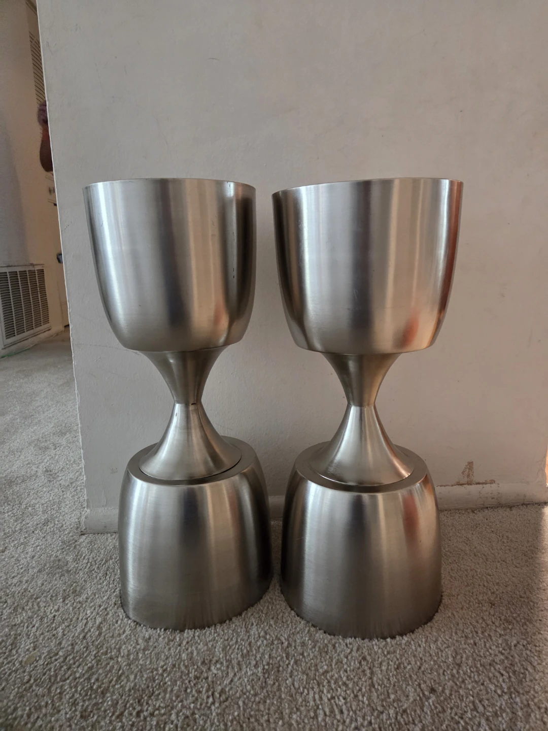 Set of Two Brushed Metal Floor Planters - photo 4