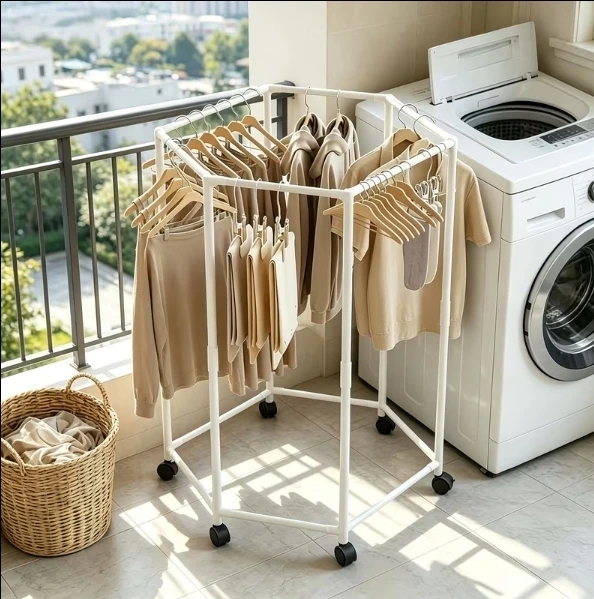 Hexagonal Rolling Clothes Drying Rack