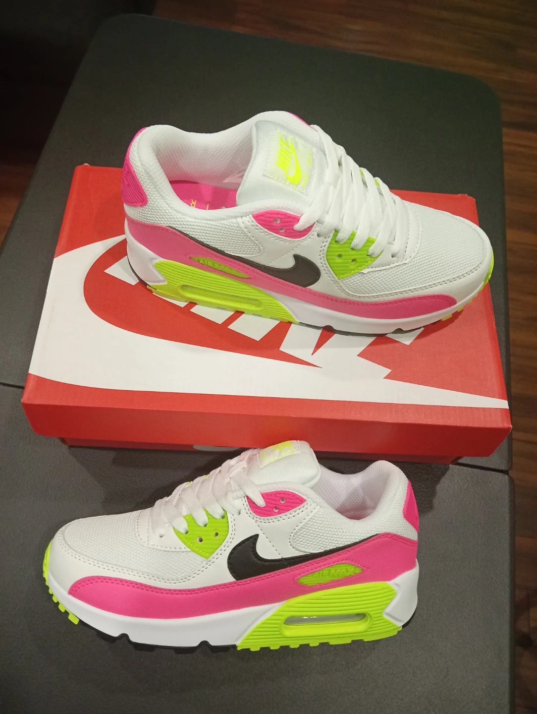Nike Air Max 90 White/Pink/Volt women's size 8 and 8.5 - photo 2