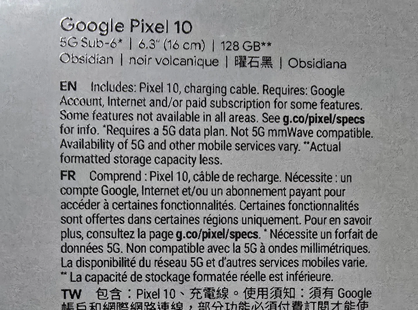 Google Pixel 10 128GB Obsidian - photo 3