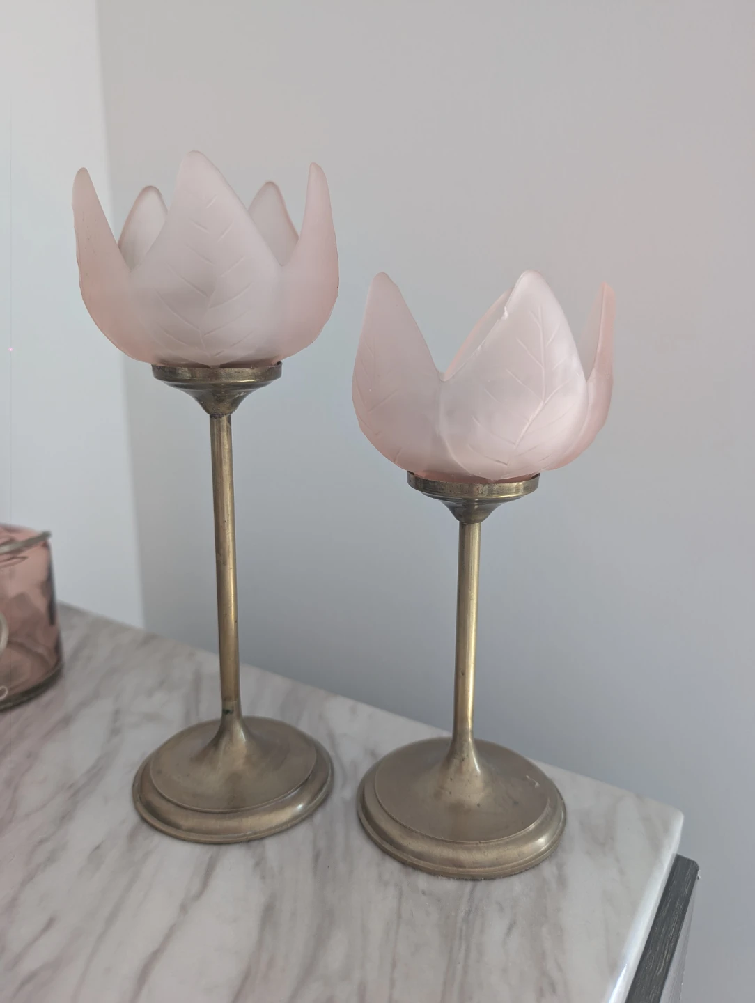 Vintage brass tulip candle holders