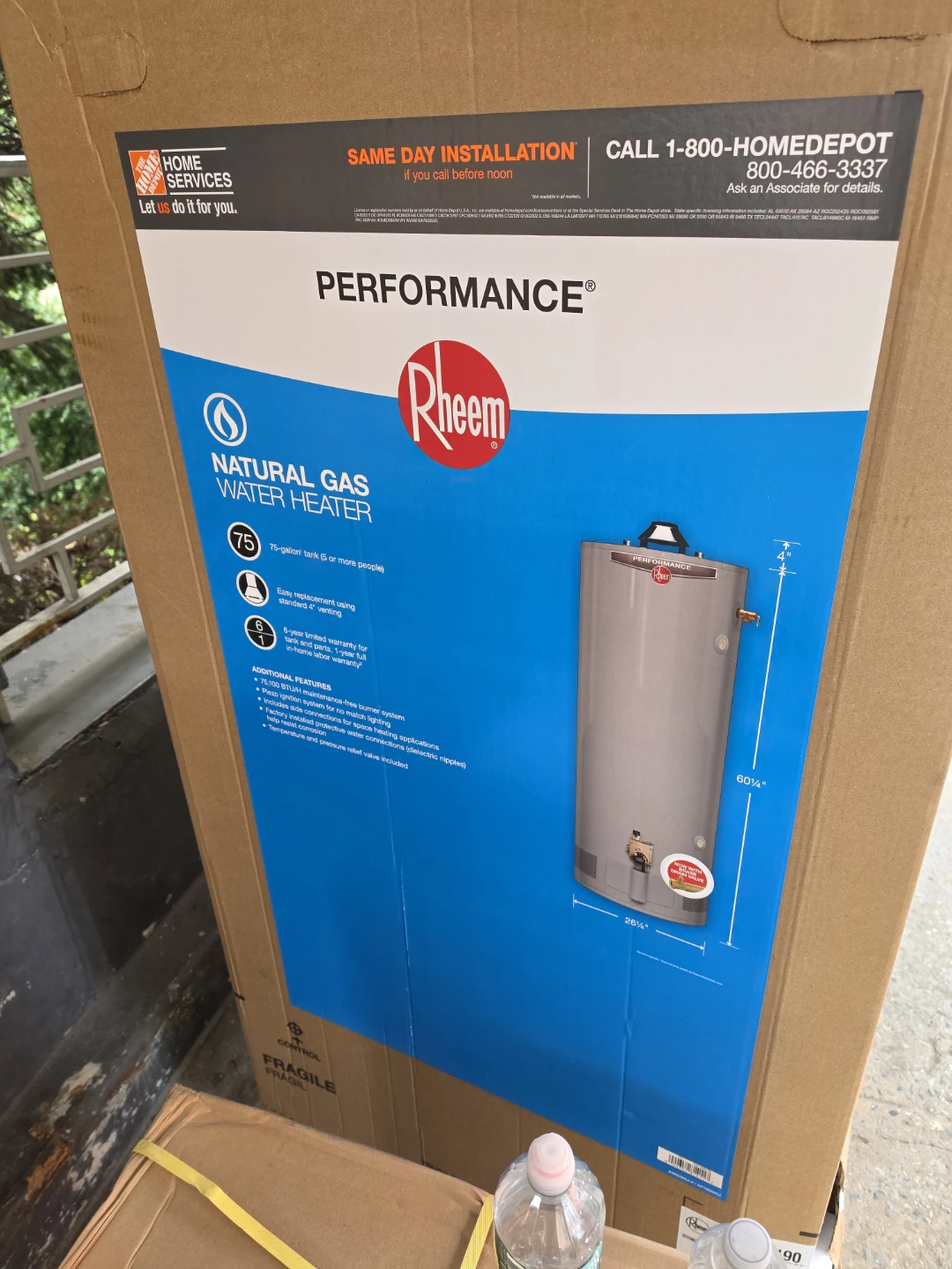 New Rheem Performance 75-Gallon Natural Gas Water Heater