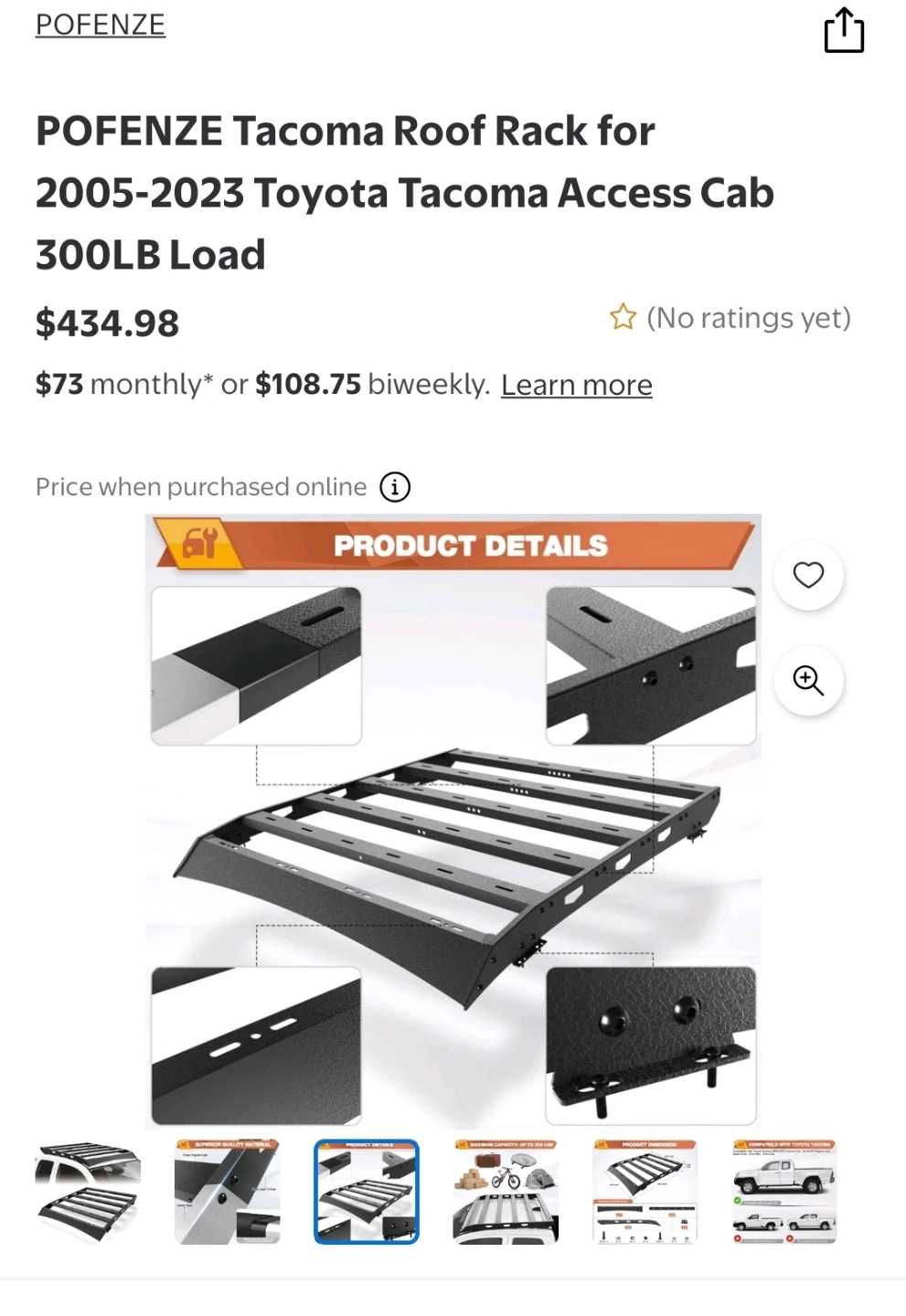 Roof Rack for 2005-2023 Toyota Tacoma Access Cab - photo 2