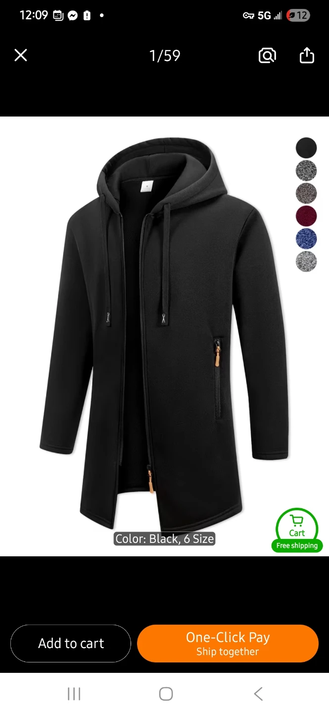 NEW Black Long Hoodie Jacket