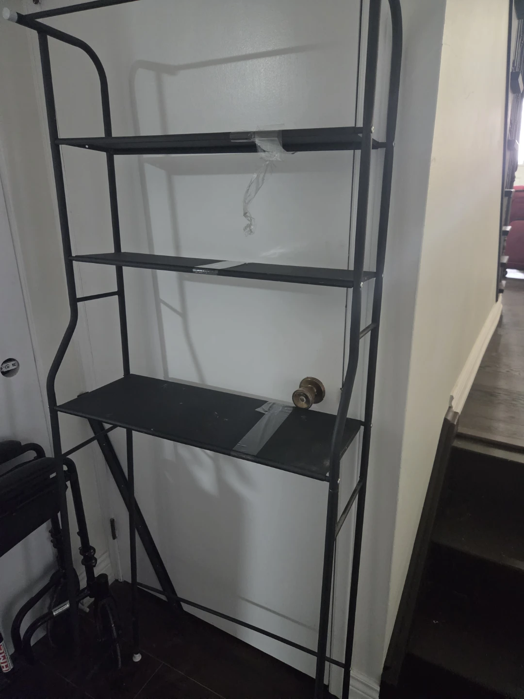 Black Metal Shelf Unit with Desk