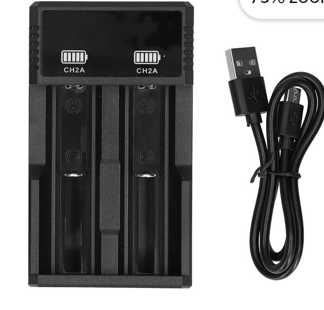 Battery Charger with 2x 2600mAh Button Top Rechargable Batteries - photo 3