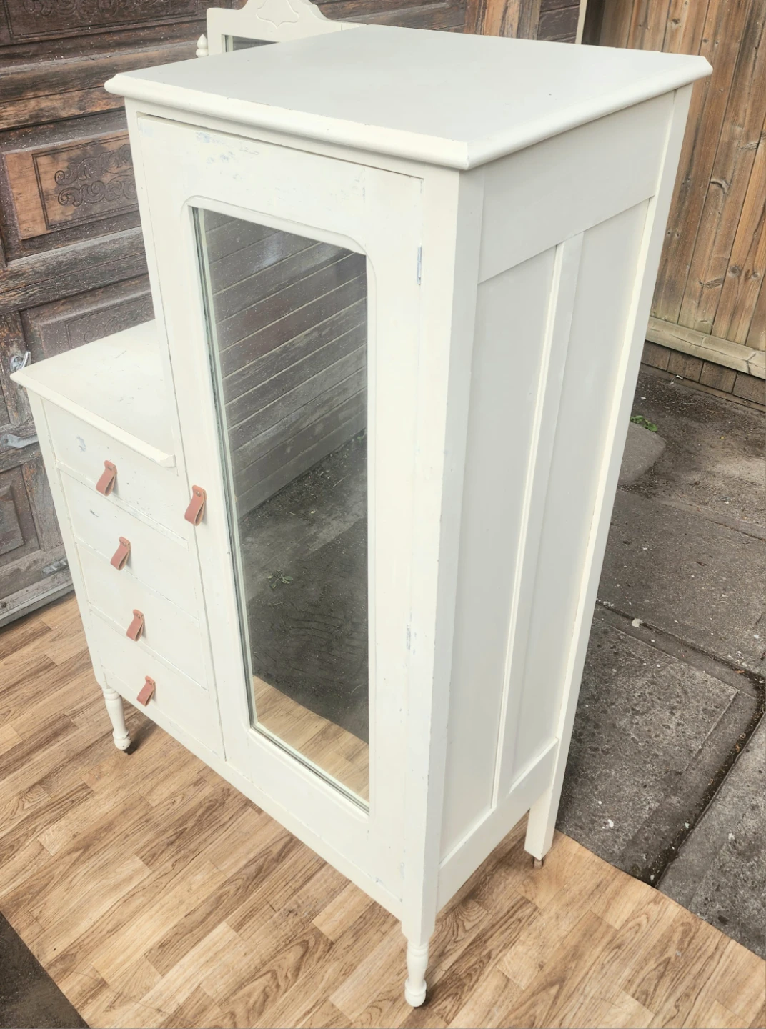 Vintage Cream Wardrobe with Mirror and Drawers - photo 4