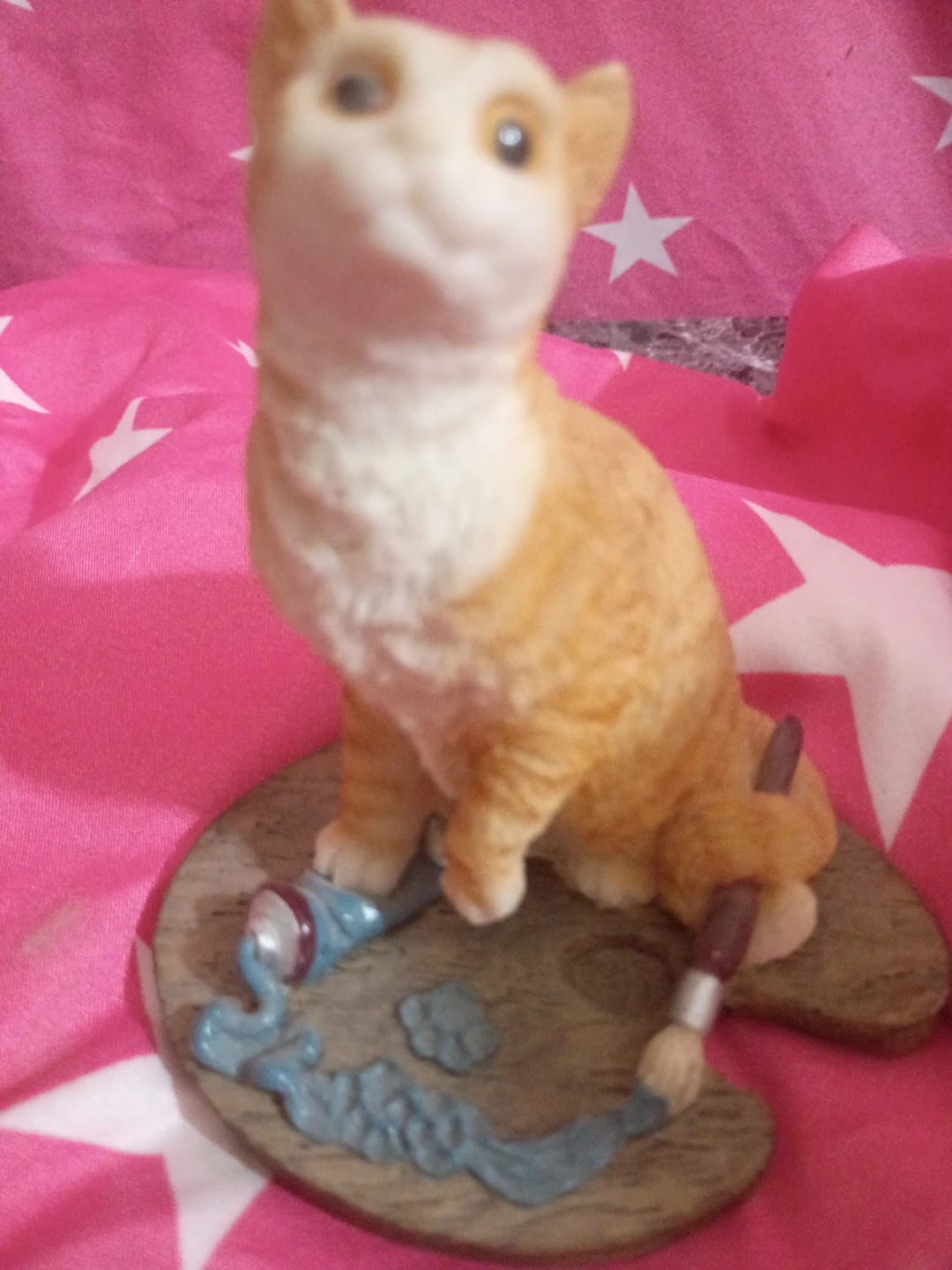 Orange Tabby Cat Artist Figurine