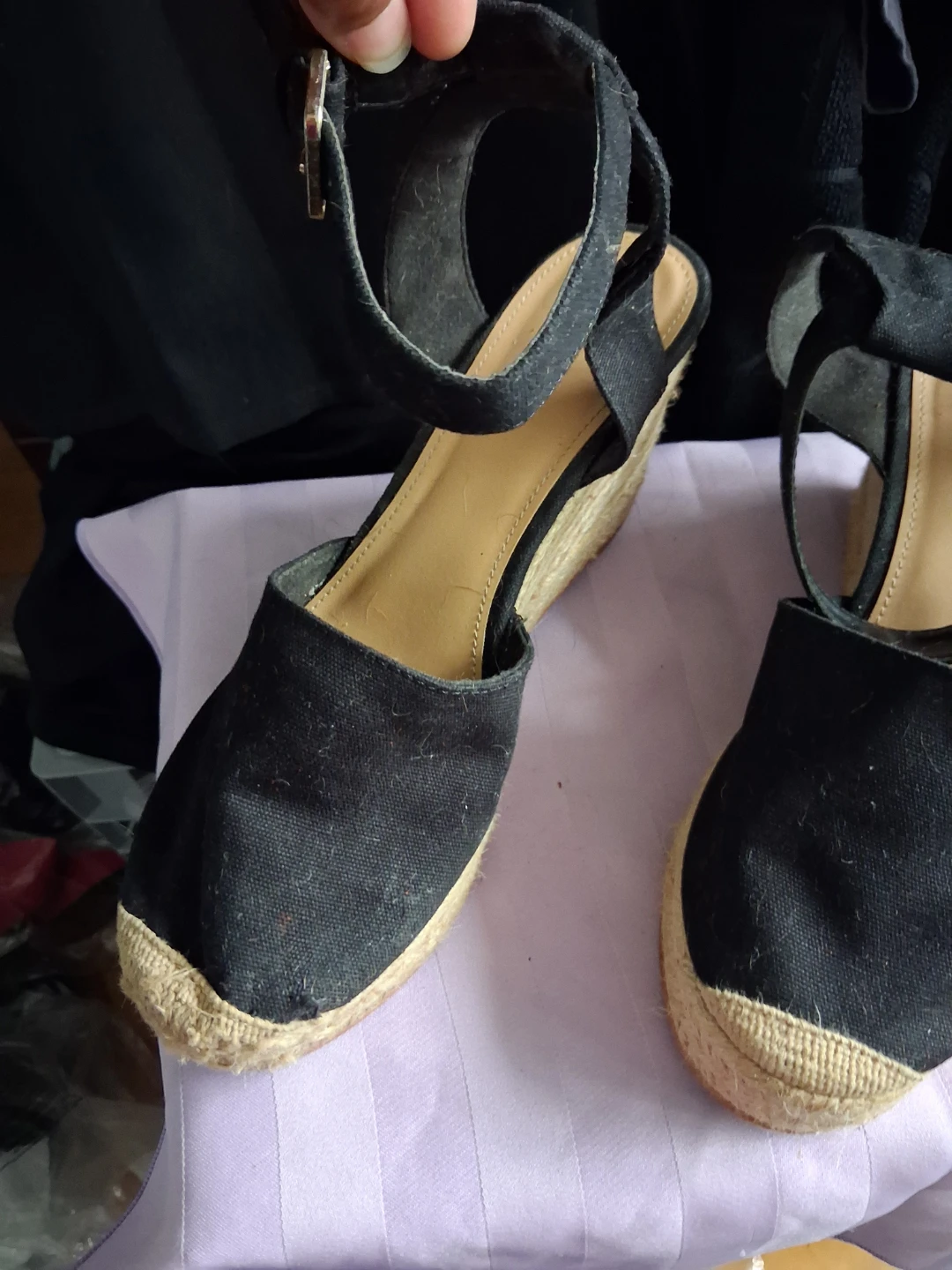 Black Espadrille Wedge Sandals - photo 2