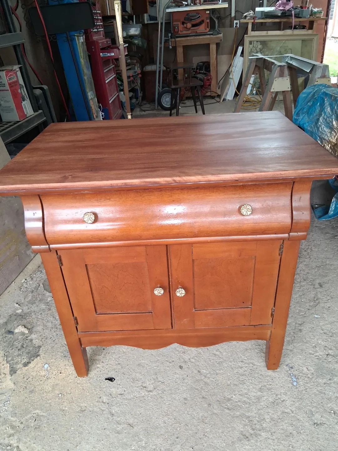 Wooden washstand side table with drawer