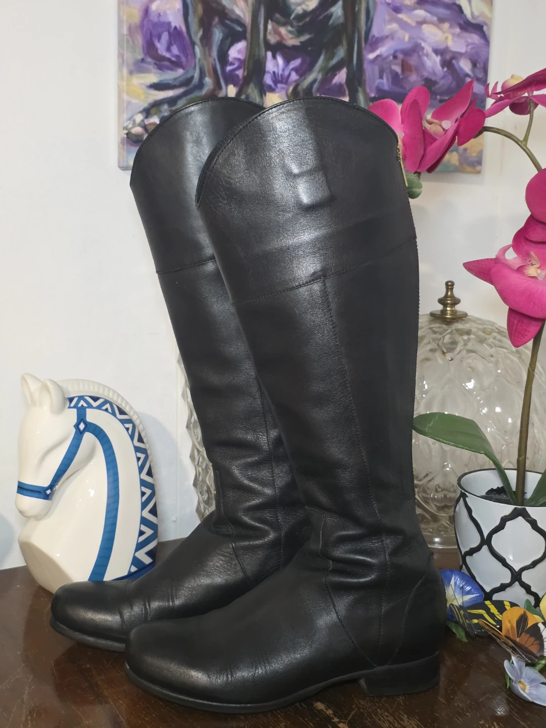 Poppy Barley Black Leather Tall Boots - photo 2