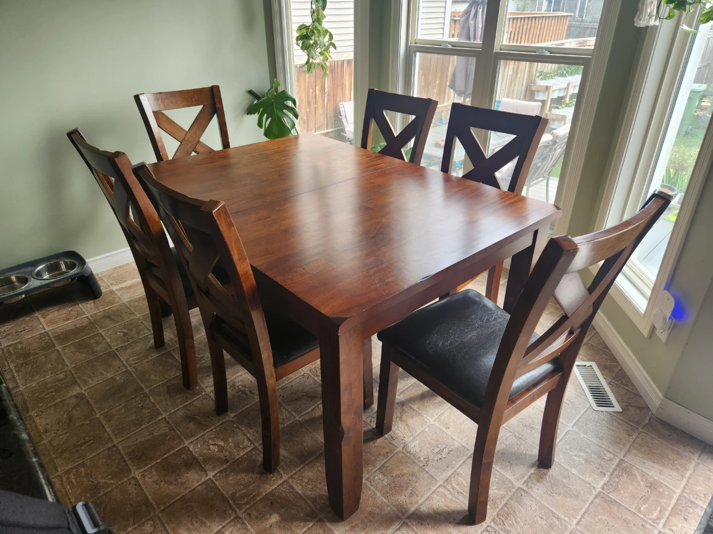 Wooden dining table set with 6 chairs