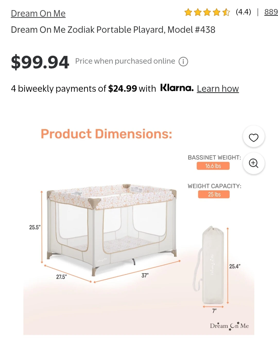 Dream On Me Zodiak Portable Playard