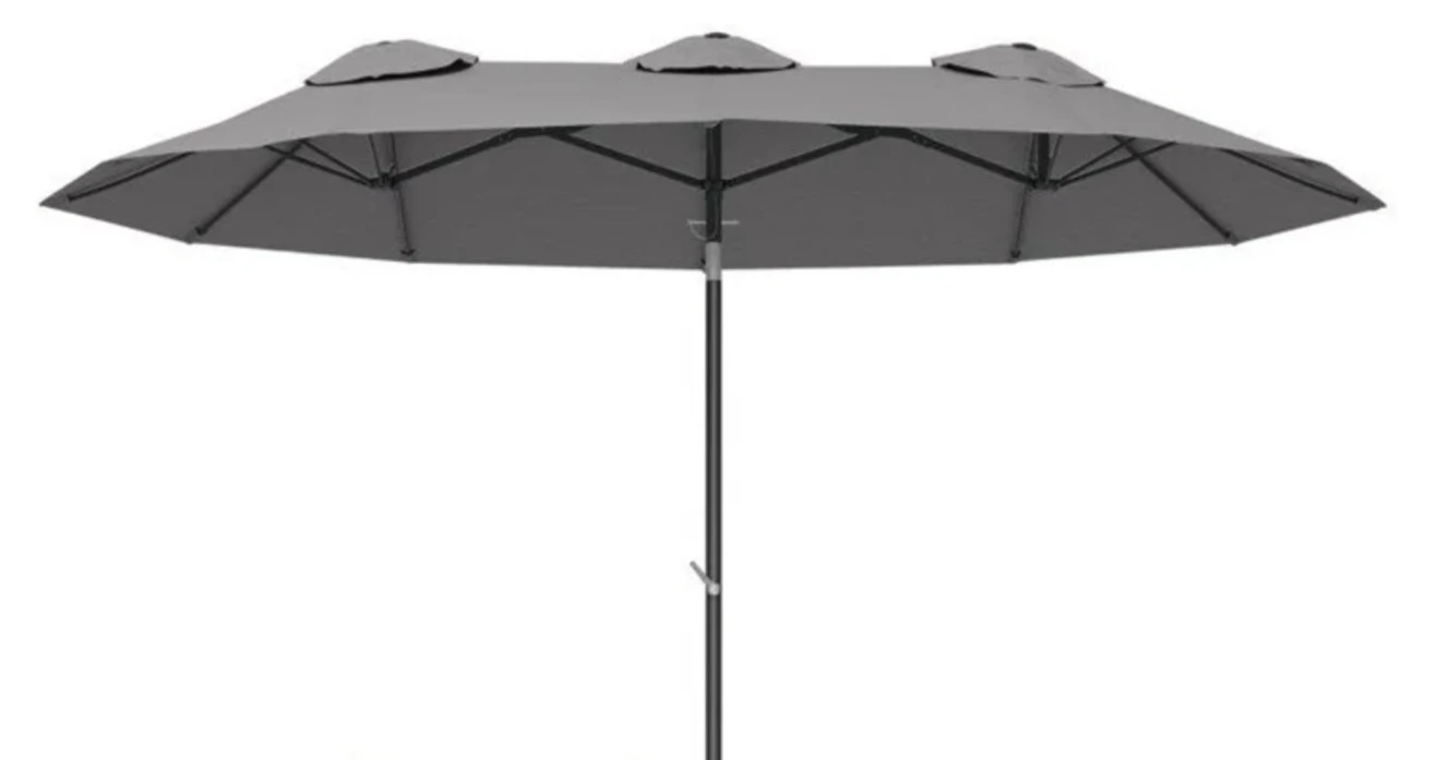 Grey Double Patio Umbrella 13 FT