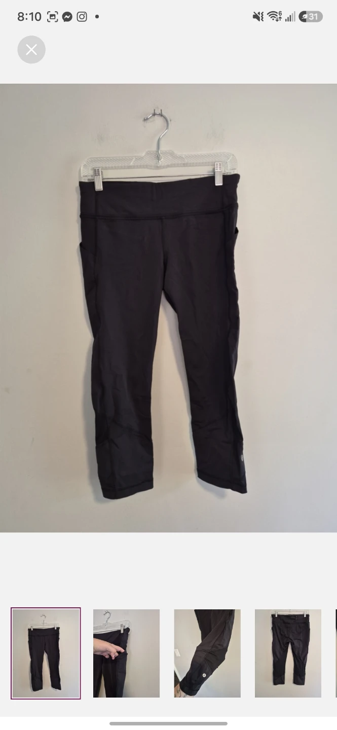 Lululemon Black Crop Leggings with Pockets