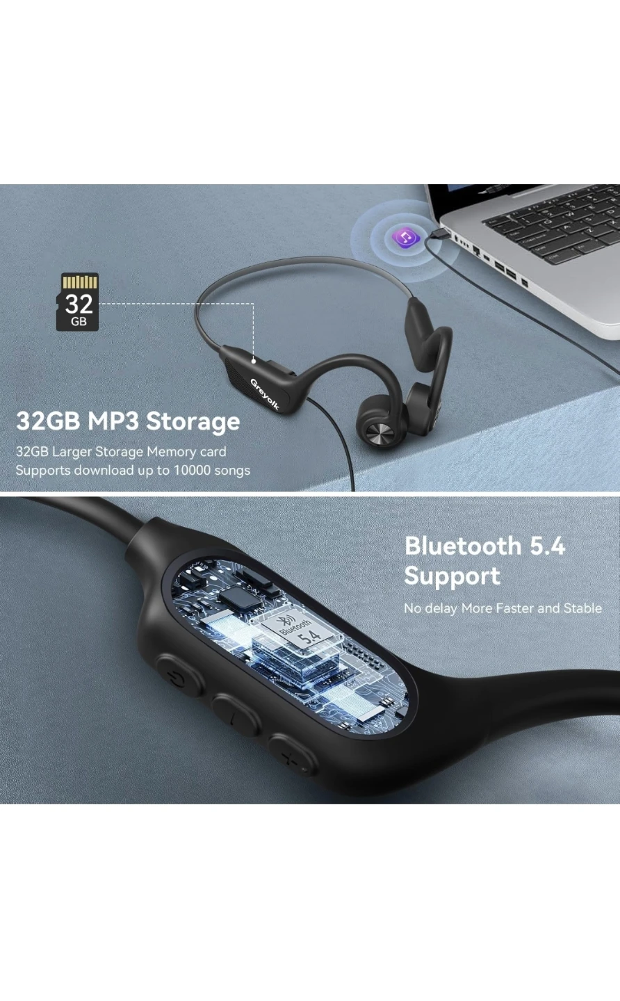 New Headphones, IP68 Waterproof Bone Conduction Headphones, - photo 3