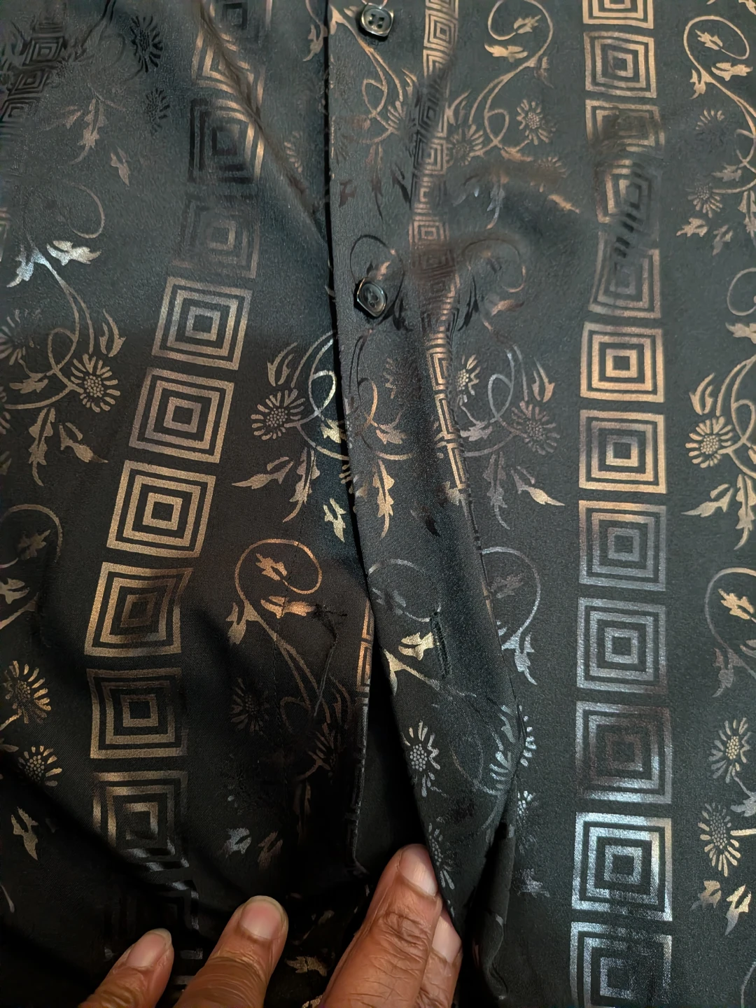 Black and Bronze Patterned Long Sleeve Shirt - photo 4