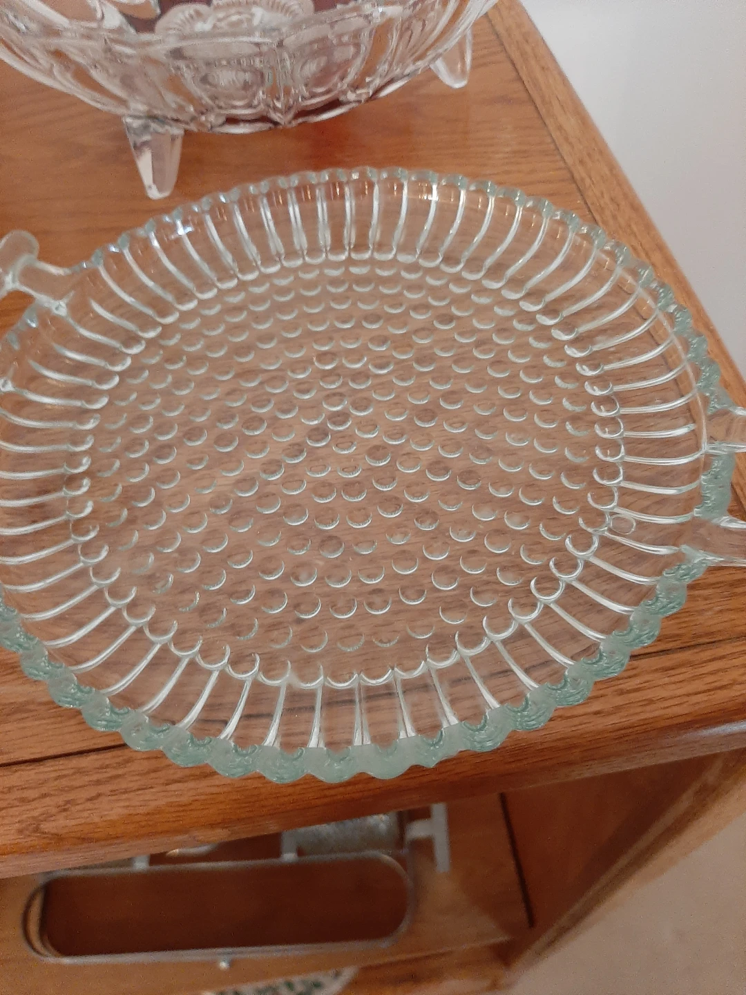 Vintage hobnail serving plate.   10"